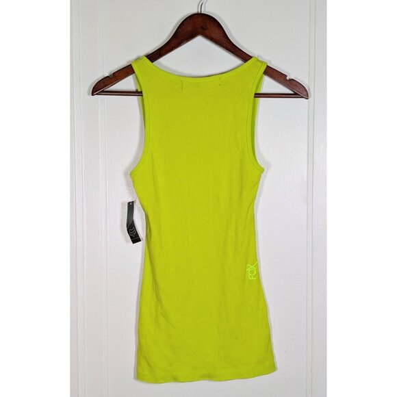 NWT NEW Y2K Fox Racing Tank Top Womens Size Small MX Moto Lime Green Stretch VTG - Picture 2 of 4